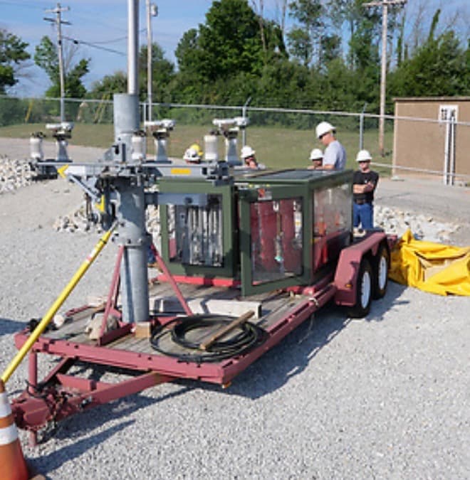 Cut-away switchgear simulator on a trailer